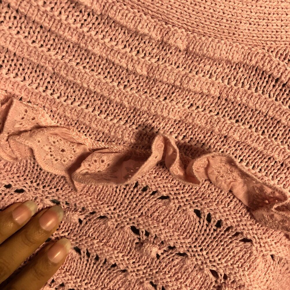 zara structured knit jacket small s m pink ruffled knitted ruffled to - Picture 6 of 11